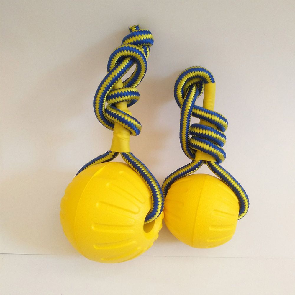 Indestructible Dog Chew Toy - 7 ซม./9 ซม.สีเหลืองทําลายลูกยางสัตว์เลี้ยงสุนัข Chew Play Fetch