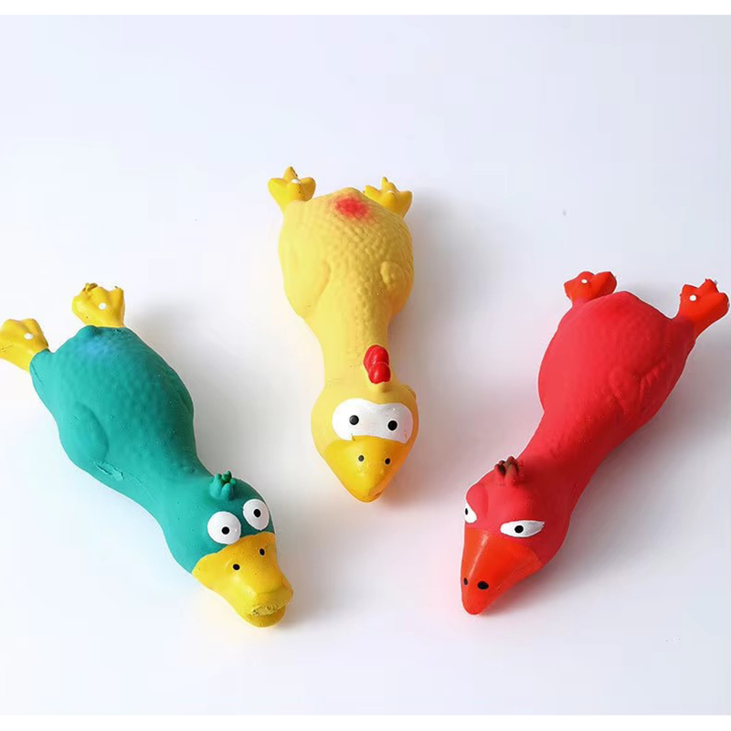 Interactive Squeaky Plush Dog Toy - ของเล่นสุนัขน่ารักรูปไก่ยางลาเท็กซ์เคี้ยวทนทานสำหรับพันธุ์เล็ก-กลางอุปกรณ์สัตว์เลี้ยงแบบโต้ตอบ