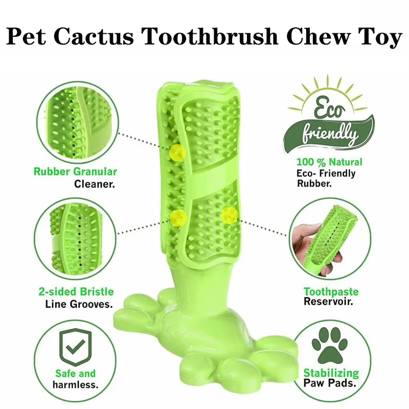 Rubber Treat Dispensing Dog Toy - สัตว์เลี้ยงสุนัขแคคตัสยางแบบโต้ตอบทนต่อการกัดของเล่นสุนัขขนาดเล็กทำความสะอาดฟันเครื่องจ่ายแปรงสีฟันของเล่นฟันกราม