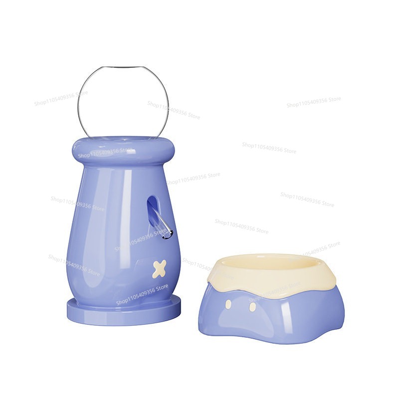 Pet Feeders - ชามเซรามิคสำหรับแฮมสเตอร์ รูปหมีสีทอง พร้อมที่ให้น้ำแบบสุญญากาศ กาต้มน้ำน่ารัก อุปกรณ์สำหรับสัตว์เลี้ยง ชุดจ่ายน้ำ