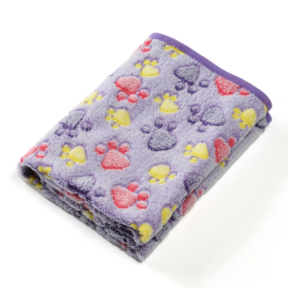 Pet Beds - ผ้าขนหนูสำหรับสัตว์เลี้ยงที่นุ่มสบาย ผ้าฟลานเนลลายรอยเท้า ผ้าห่มรองนอนสำหรับสุนัขและแมว ที่นอนพักผ่อนแสนสบาย อุปกรณ์สำหรับสัตว์เลี้ยงในบ้าน