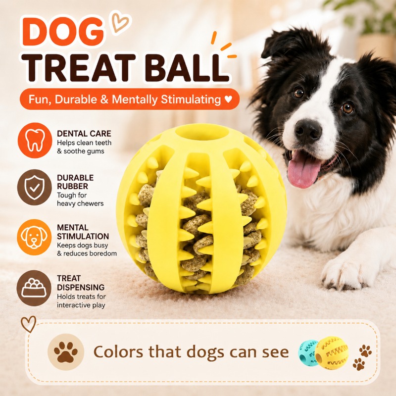 ลูกบอลของเล่นสำหรับสุนัข 1 ชิ้ - Rubber Treat Dispensing Dog Toy บทวิจารณ์และราคา